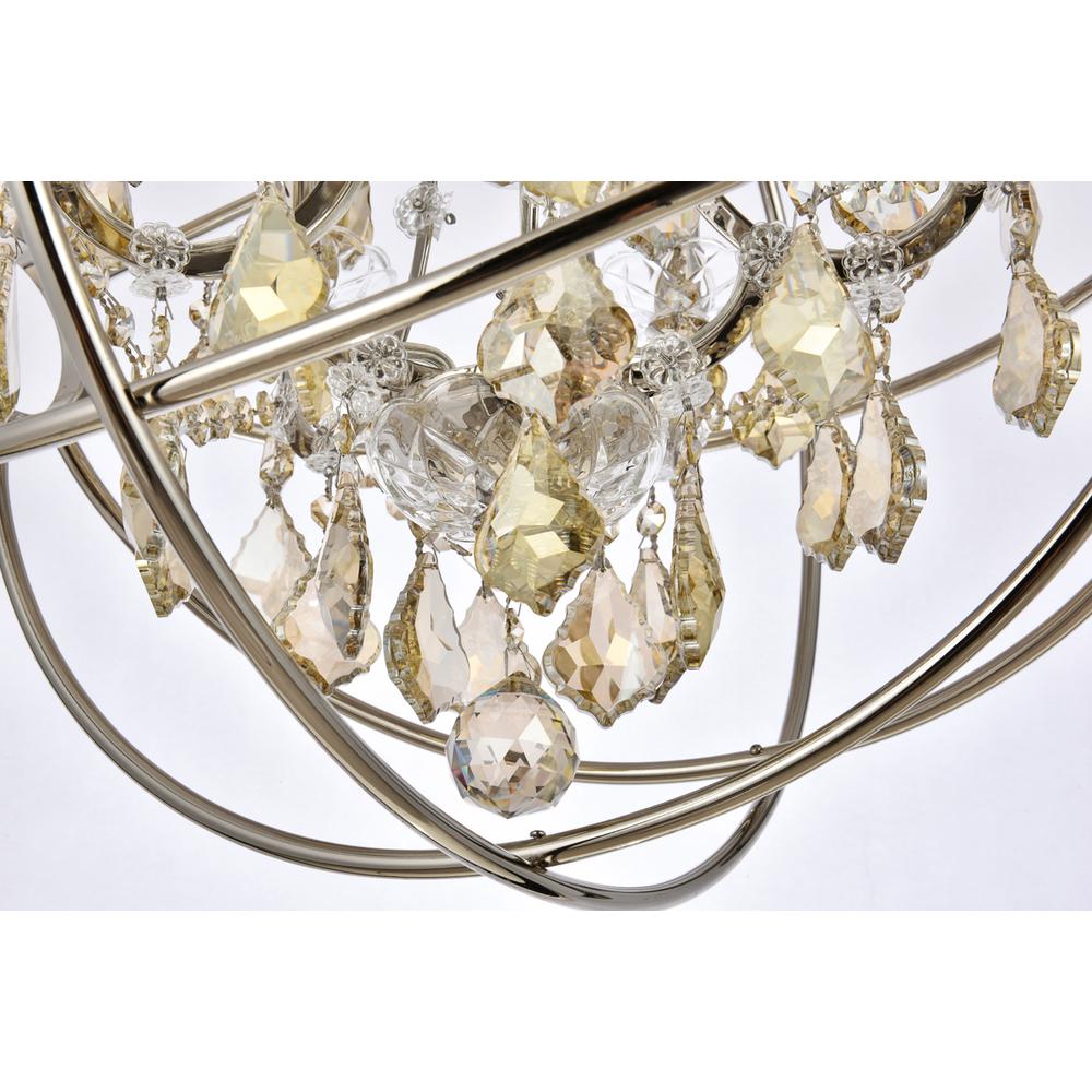 Geneva 5 light polished nickel Pendant Golden Teak (Smoky) Royal Cut crystal