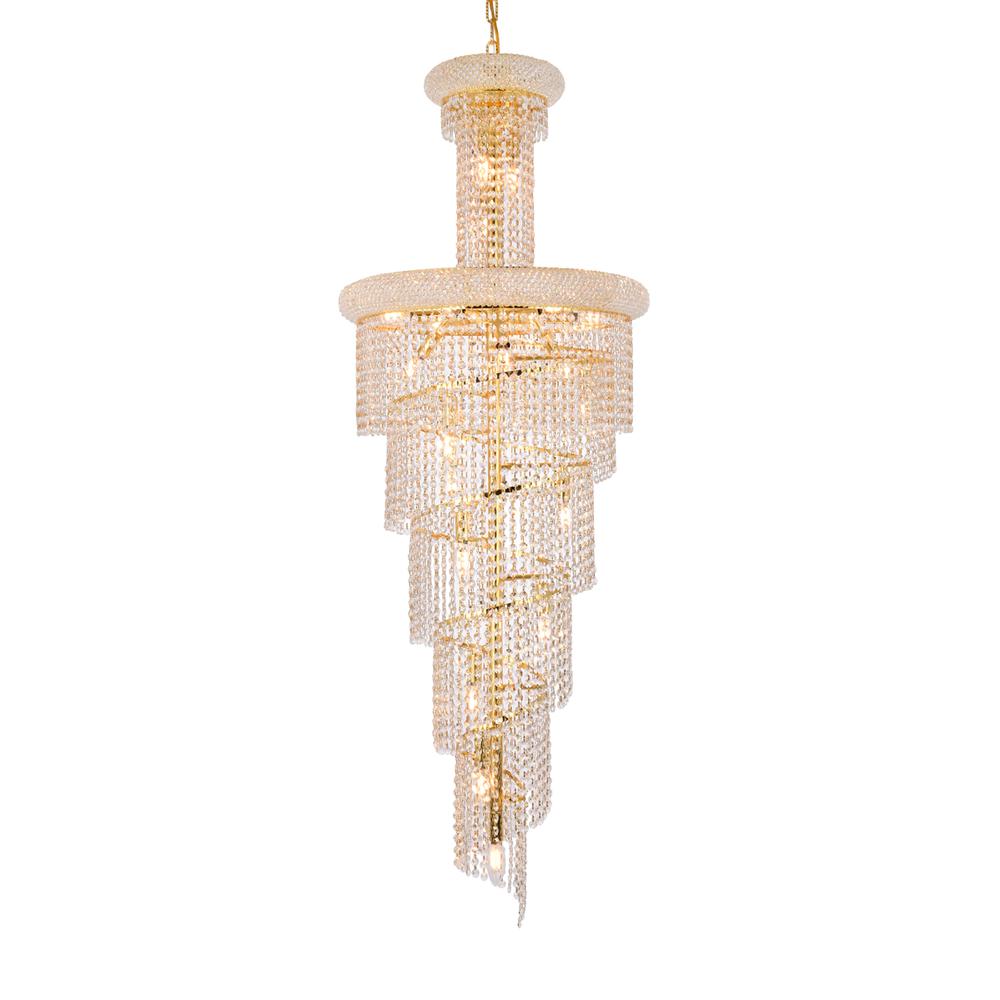 Spiral 22 light Gold Chandelier Clear Royal Cut Crystal