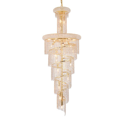Spiral 22 light Gold Chandelier Clear Royal Cut Crystal