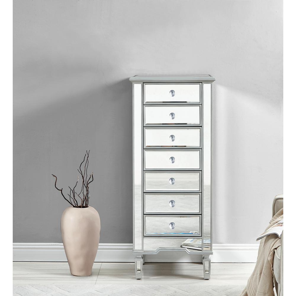 Lingerie Chest 7 drawers 20in. W x 15in. D x 48in. H in antique silver paint