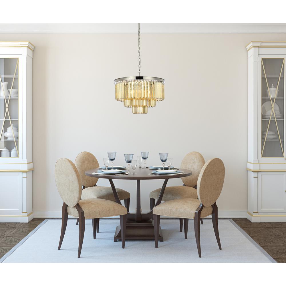 Sydney 9 light polished nickel Chandelier Golden Teak (Smoky) Royal Cut Crystal