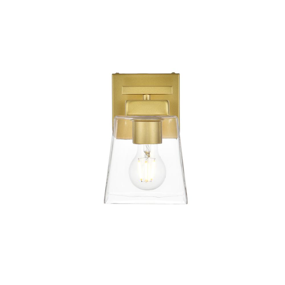 Merrick 1 light Brass and Clear Bath Sconce