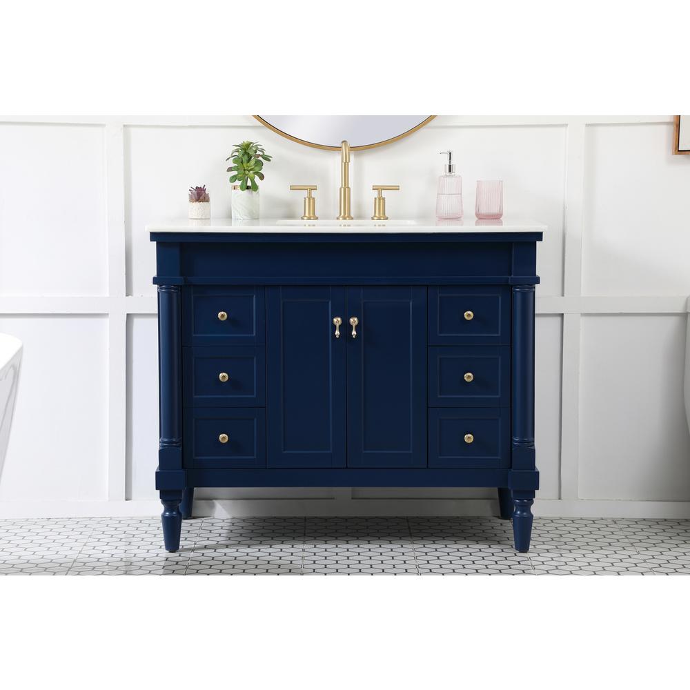 42 inch Single bathroom vanity in blue