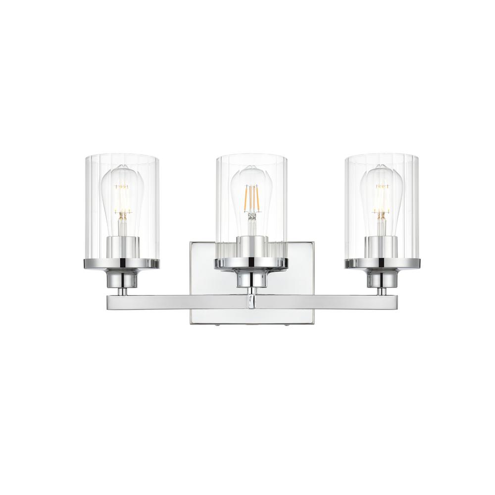 Saanvi 3 light Chrome and Clear Bath Sconce