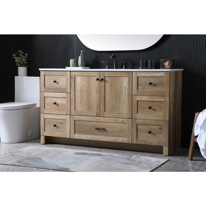 60 Inch SIngle Bathroom Vanity In Natural Oak