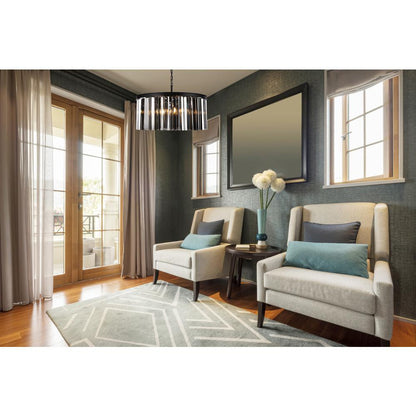 Sydney 8 light Matte Black Chandelier Silver Shade (Grey) Royal Cut Crystal