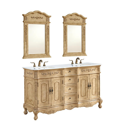 60 inch Double Bathroom vanity in Antique Beige