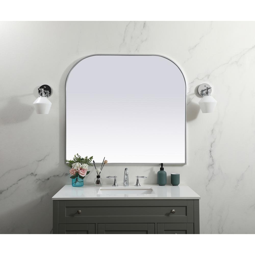 Metal Frame Arch Mirror 42x38 Inch in Silver