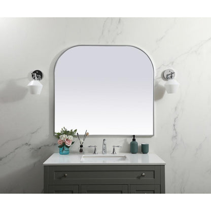 Metal Frame Arch Mirror 42x38 Inch in Silver