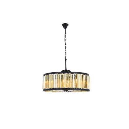 Chelsea 10 light Matte Black Chandelier Golden Teak (Smoky) Royal Cut Crystal