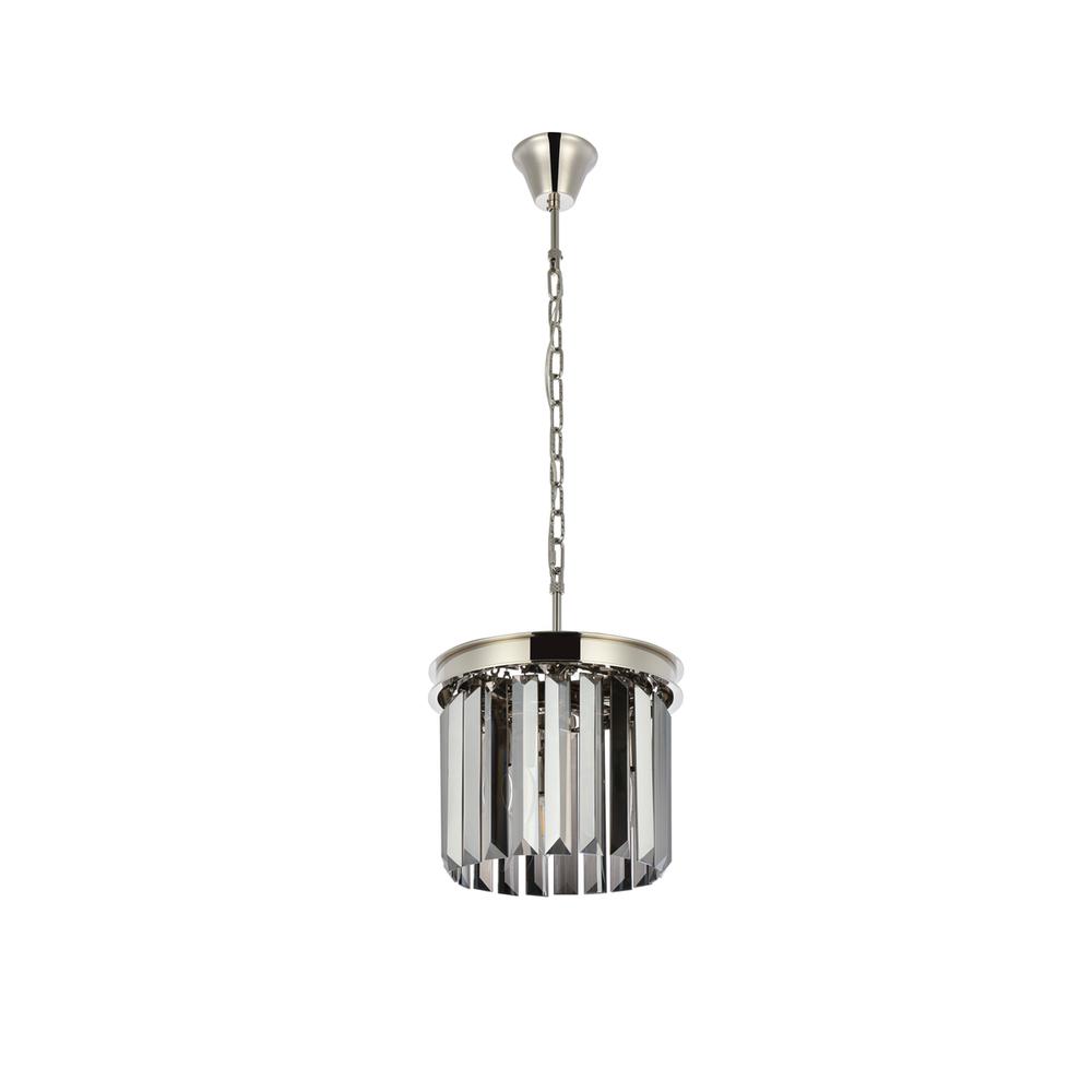 Sydney 3 light polished nickel Pendant Silver Shade (Grey) Royal Cut Crystal