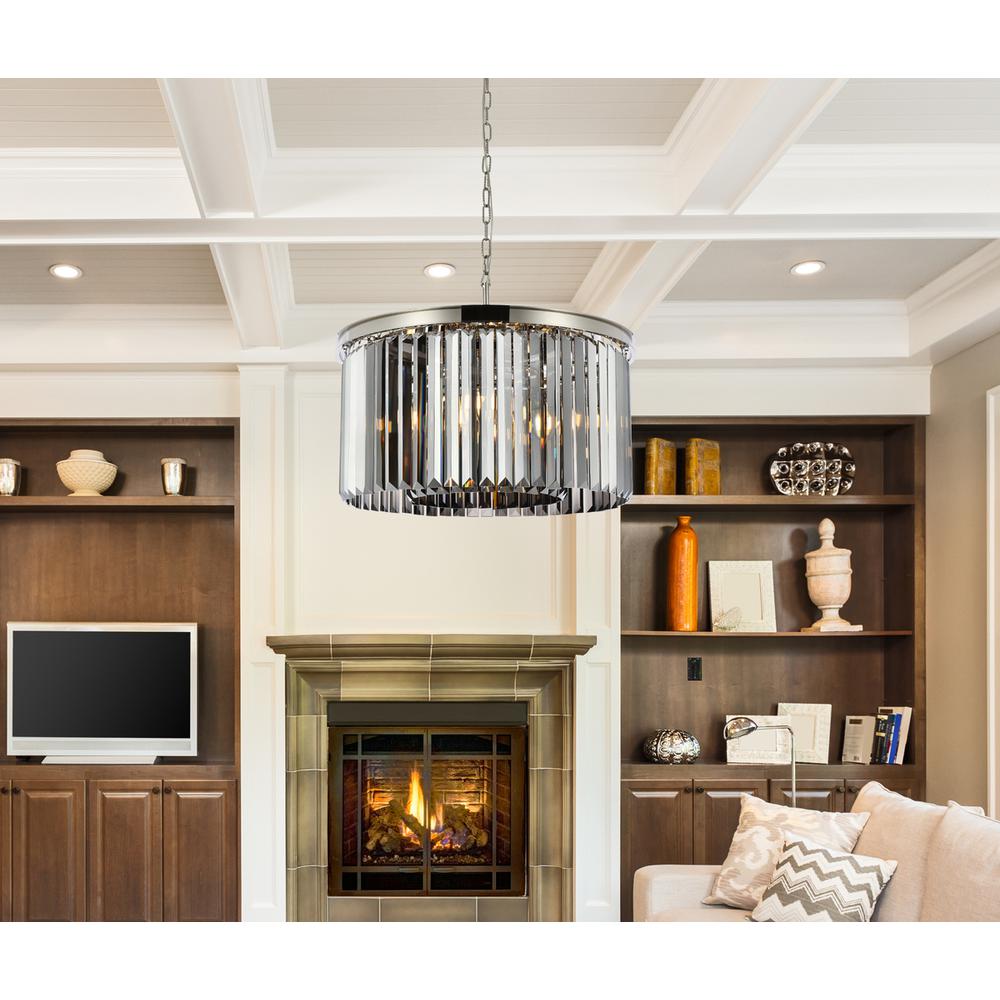 Sydney 8 light polished nickel Chandelier Silver Shade (Grey) Royal Cut Crystal