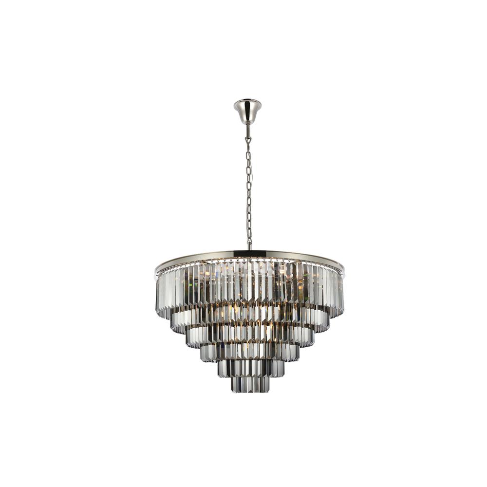 Sydney 33 light polished nickel Chandelier Silver Shade (Grey) Royal Cut Crystal