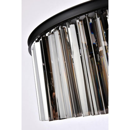 Sydney 8 light Matte Black Chandelier Silver Shade (Grey) Royal Cut Crystal