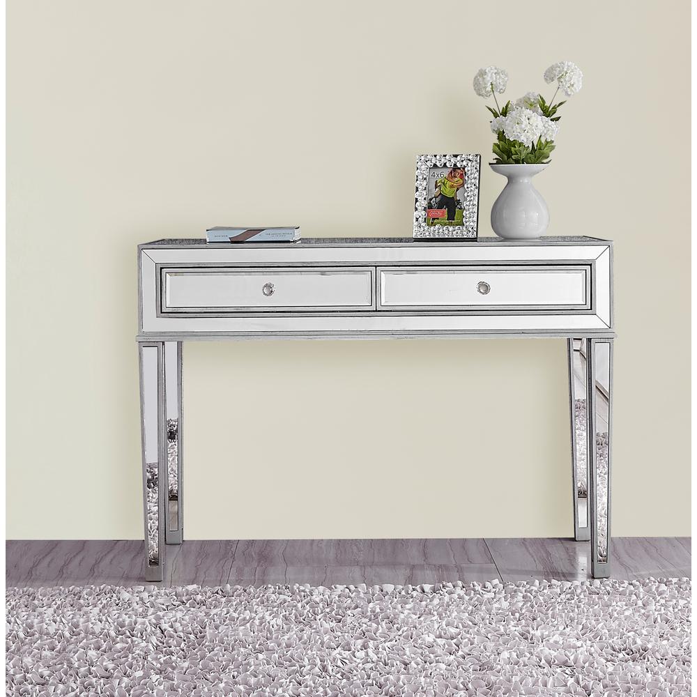 Desk 42in. W x 18in. D x 30in. H in antique silver paint