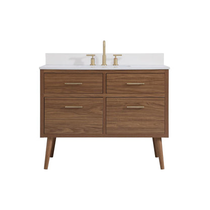42 inch bathroom Vanity in Walnut Brown with Backsplash