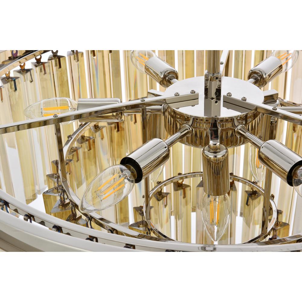 Sydney 9 light polished nickel Chandelier Golden Teak (Smoky) Royal Cut Crystal