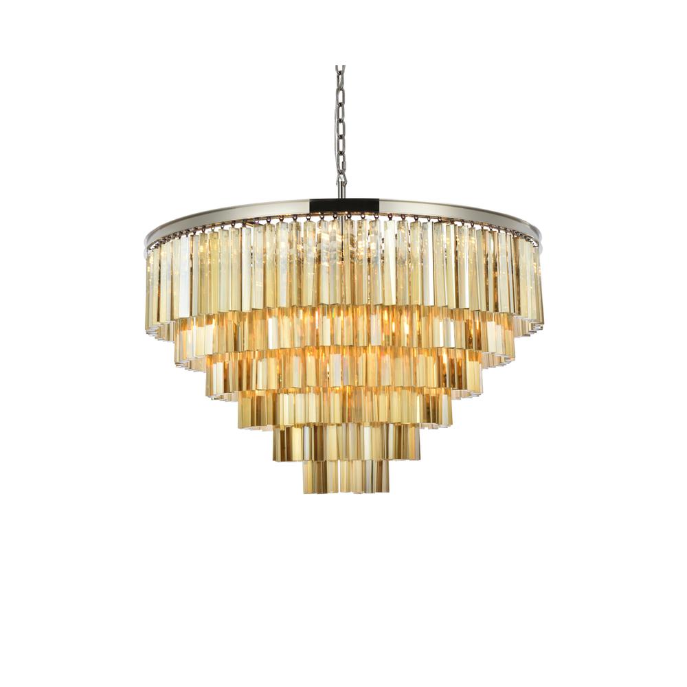 Sydney 33 light polished nickel Chandelier Golden Teak (Smoky) Royal Cut Crystal