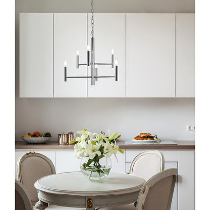 Carmella 6 lights pendant in chrome