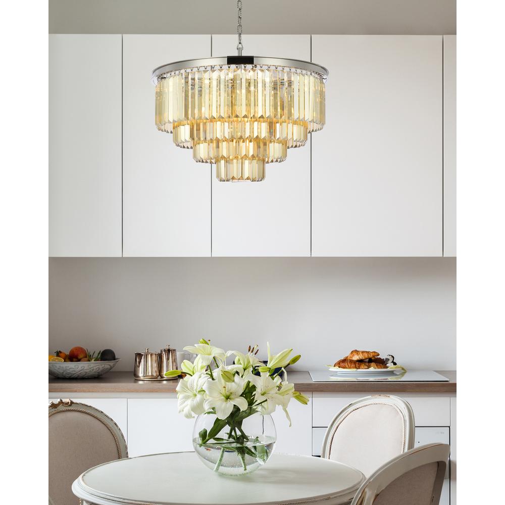 Sydney 17 light polished nickel Chandelier Golden Teak (Smoky) Royal Cut Crystal