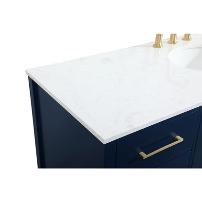 60 inch Single bathroom vanity in blue