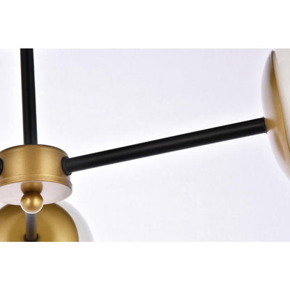 Briggs 26 inch flush mount in black and brass with white shade