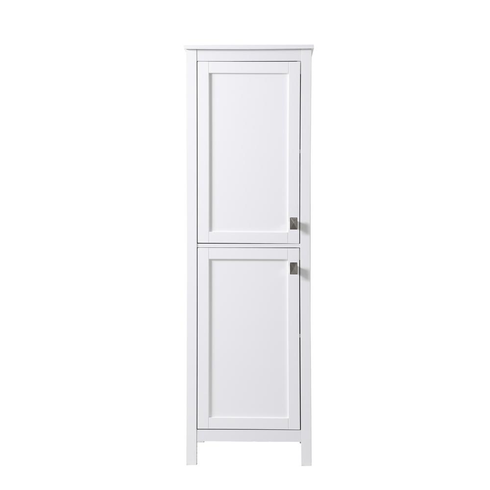 20 Inch Wide Bathroom Linen Storage Freestanding Cabinet In White