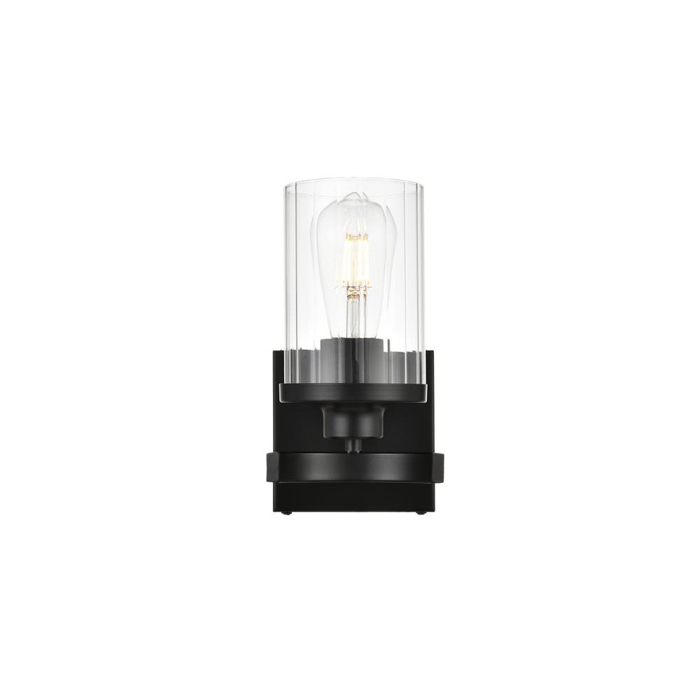 Saanvi 1 light Black and Clear Bath Sconce