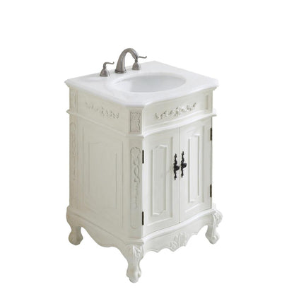 24 inch Single Bathroom vanity in Antique White