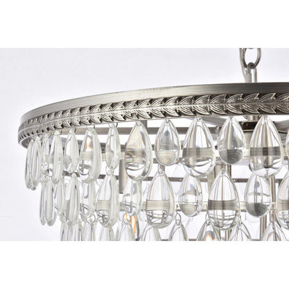 Nordic 7 light antique silver Chandelier Clear Royal Cut Crystal