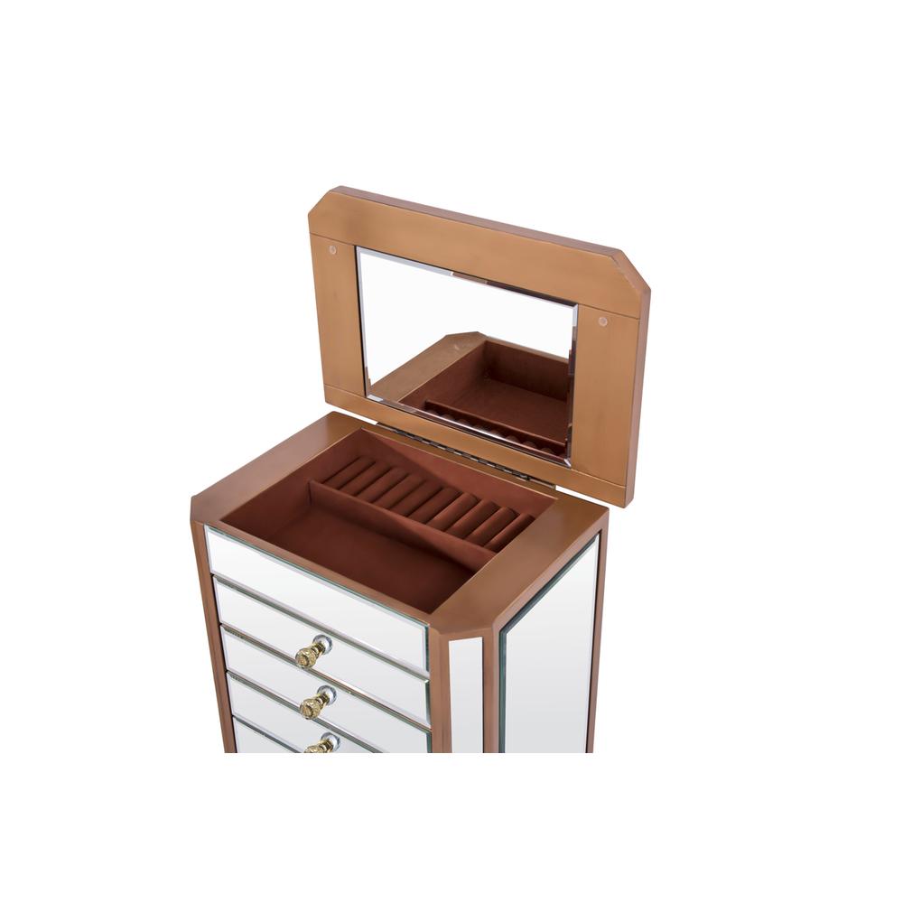 7 Drawer Jewelry Armoire 18 in. x 12 in. x 41 in. in Gold Clear