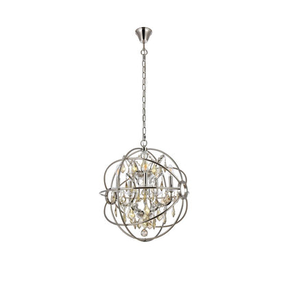 Geneva 5 light polished nickel Pendant Golden Teak (Smoky) Royal Cut crystal