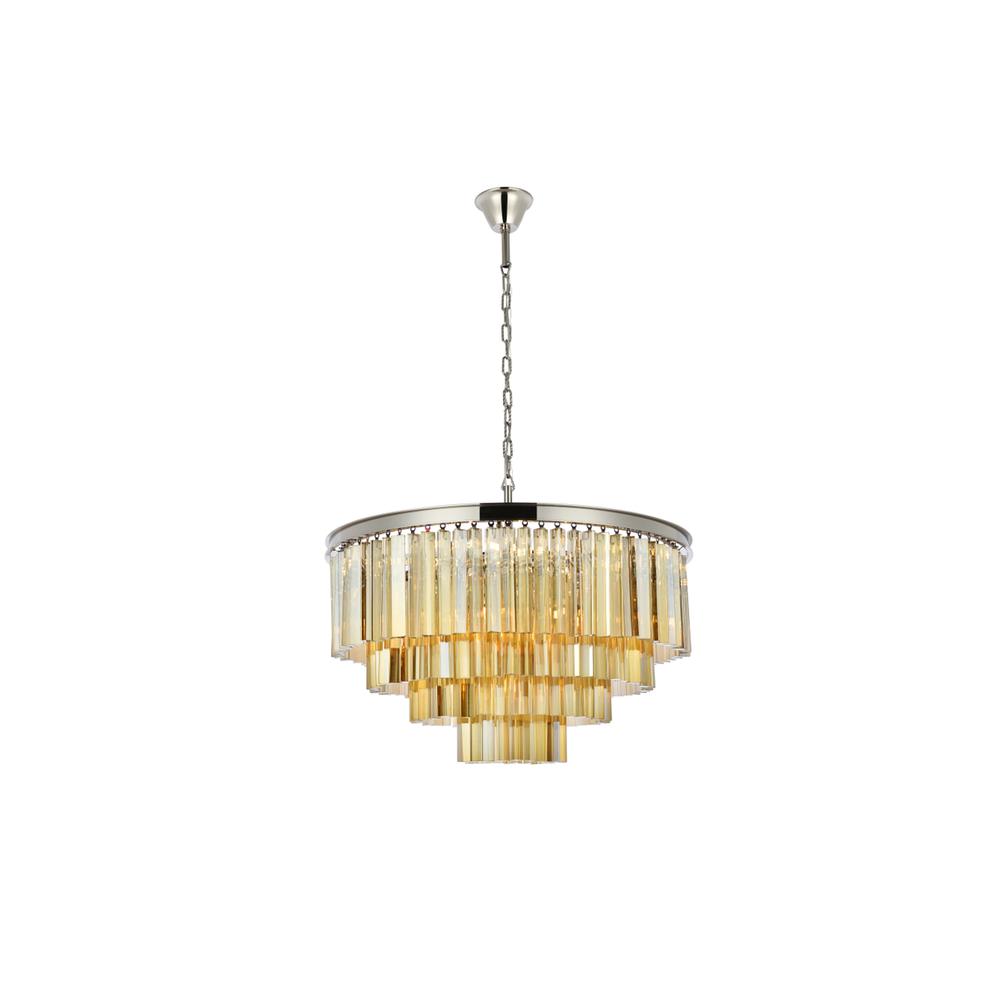 Sydney 17 light polished nickel Chandelier Golden Teak (Smoky) Royal Cut Crystal