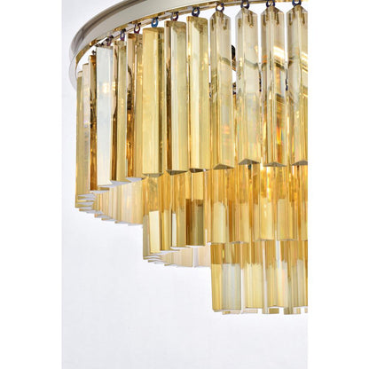 Sydney 9 light polished nickel Chandelier Golden Teak (Smoky) Royal Cut Crystal