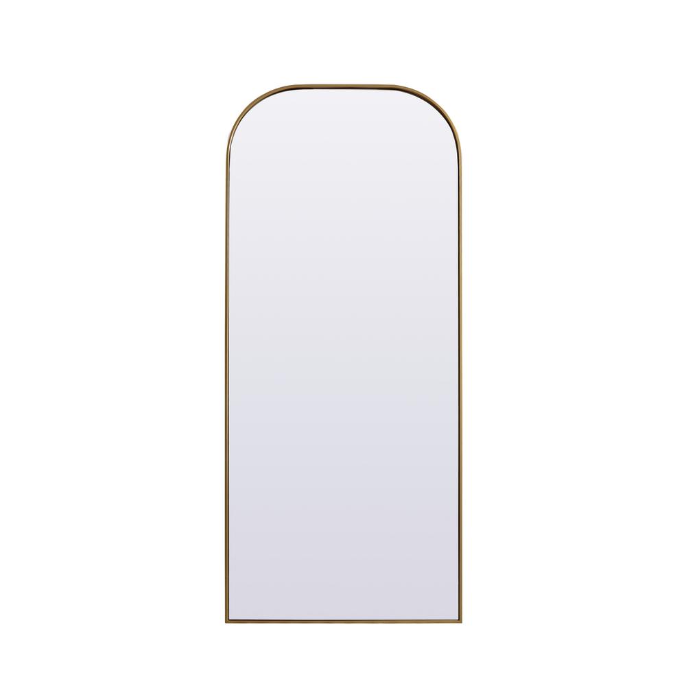 Metal Frame Arch Full Length Mirror 32x76 Inch in Brass