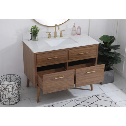 42 inch bathroom Vanity in Walnut Brown with Backsplash
