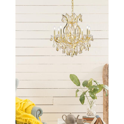 Maria Theresa 9 light Gold Chandelier Golden Teak (Smoky) Royal Cut Crystal