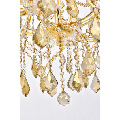 Maria Theresa 13 light Gold Chandelier Golden Teak (Smoky) Royal Cut Crystal