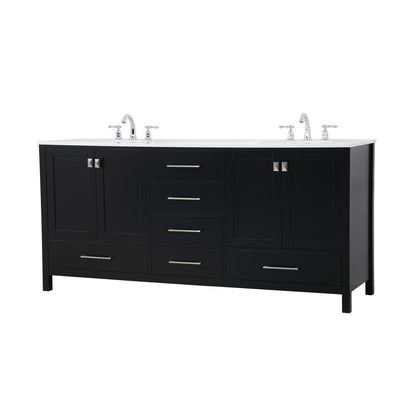 72 inch Double Bathroom Vanity in Black