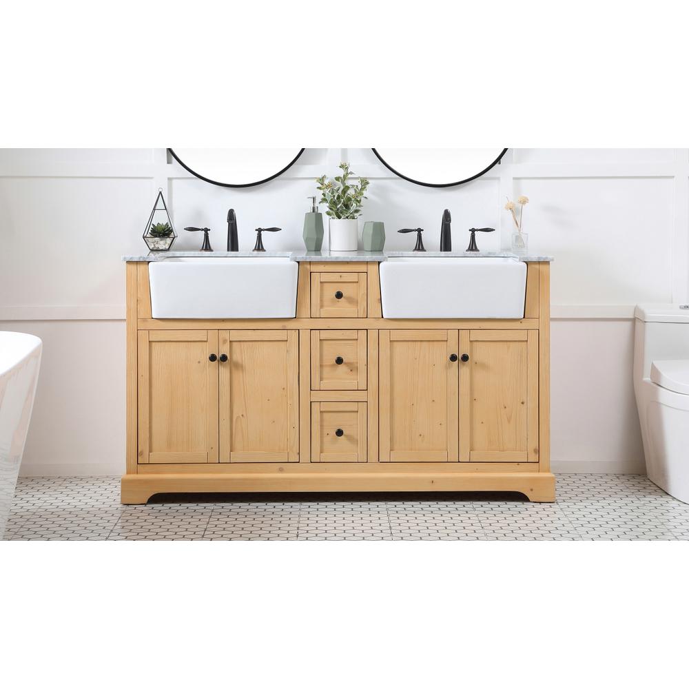 60 inch double bathroom vanity in natural wood
