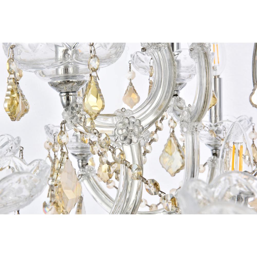 Maria Theresa 13 light Chrome Chandelier Golden Teak (Smoky) Royal Cut Crystal