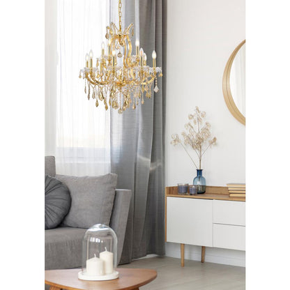 Maria Theresa 13 light Gold Chandelier Golden Teak (Smoky) Royal Cut Crystal