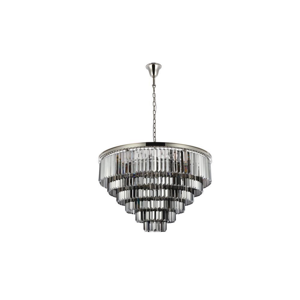 Sydney 33 light polished nickel Chandelier Silver Shade (Grey) Royal Cut Crystal