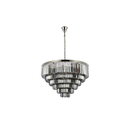 Sydney 33 light polished nickel Chandelier Silver Shade (Grey) Royal Cut Crystal
