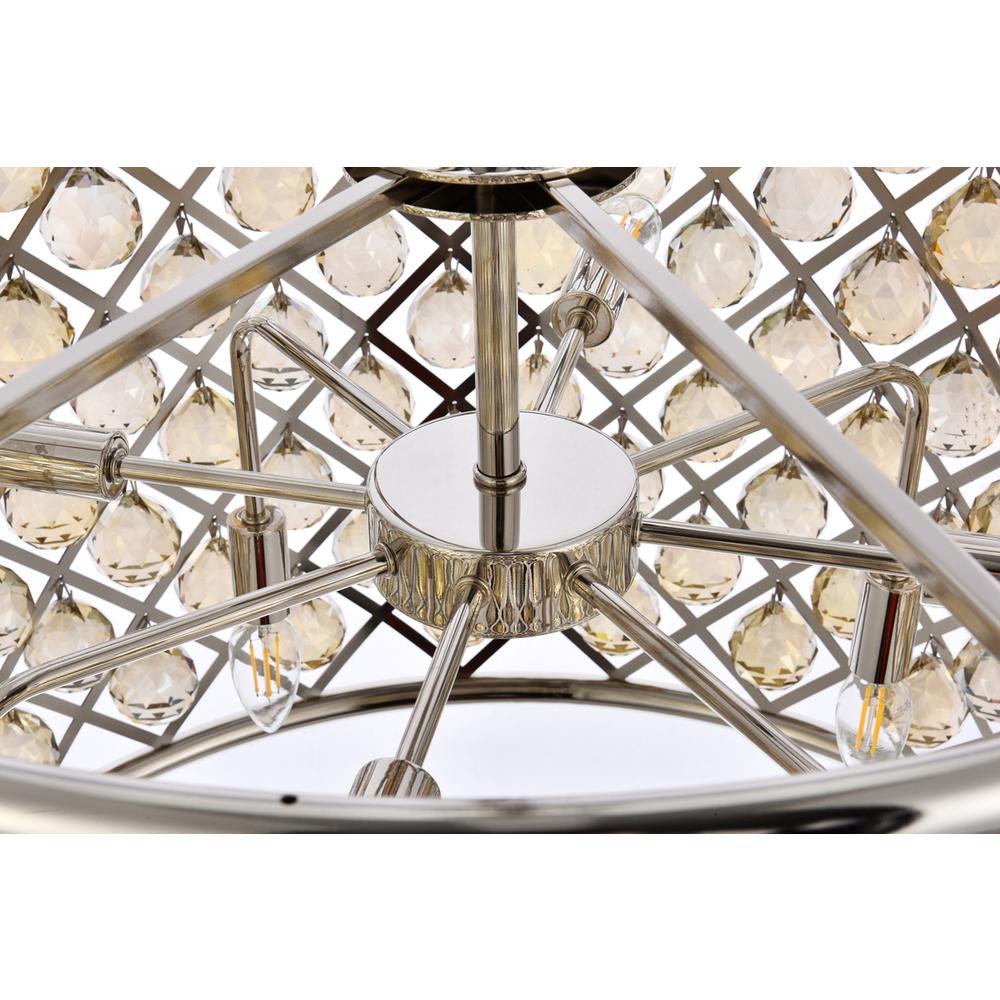 Madison 8 light polished nickel Chandelier Golden Teak (Smoky) Royal Cut Crystal