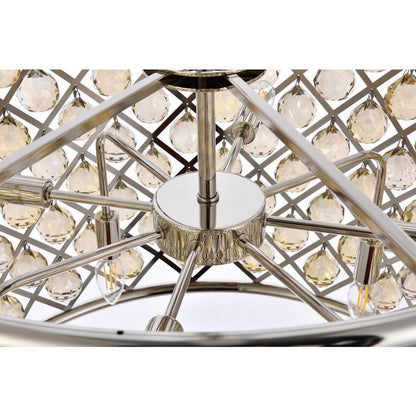 Madison 8 light polished nickel Chandelier Golden Teak (Smoky) Royal Cut Crystal