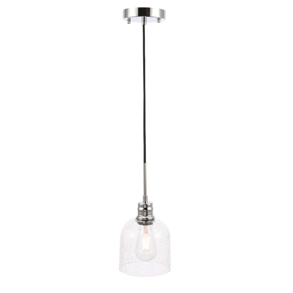 Gabe 1 Light Chrome And Clear Seeded Glass Pendant