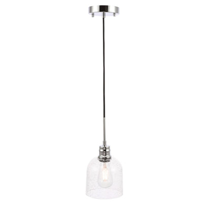 Gabe 1 Light Chrome And Clear Seeded Glass Pendant