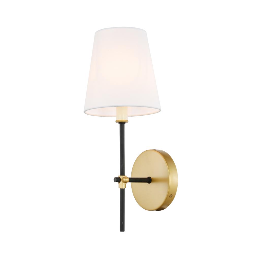 Mel 1 light Brass and Black and White shade wall sconce