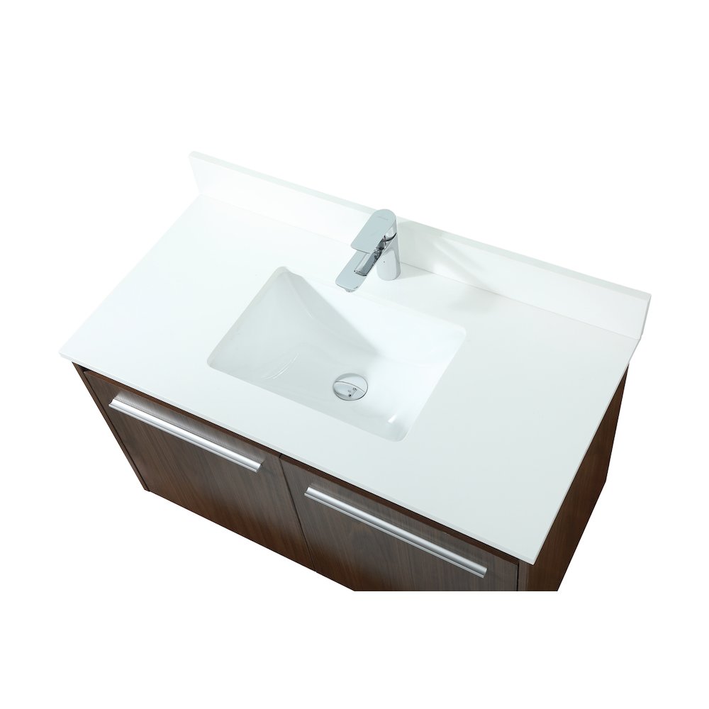 36 Inch Single Bathroom Vanity In Walnut With Backsplash